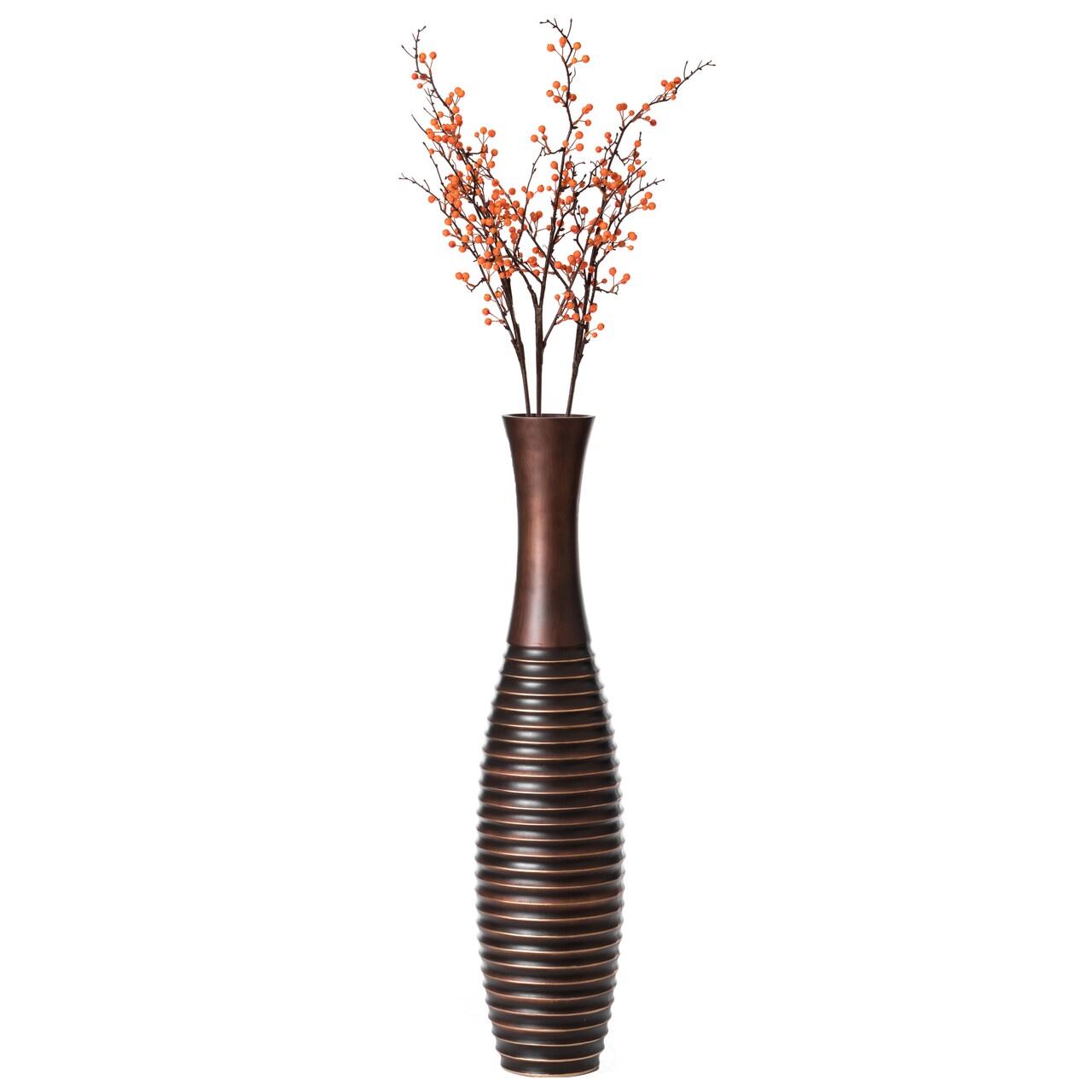 Elegant Decorative Tall Trumpet Shape Floor Vase in Brown - Modern Home Décor Accent, Sleek Tall Floor Vase for Living Room, Entryway, or Dining Room, Perfect for Dried Flowers or Silk Arrangements